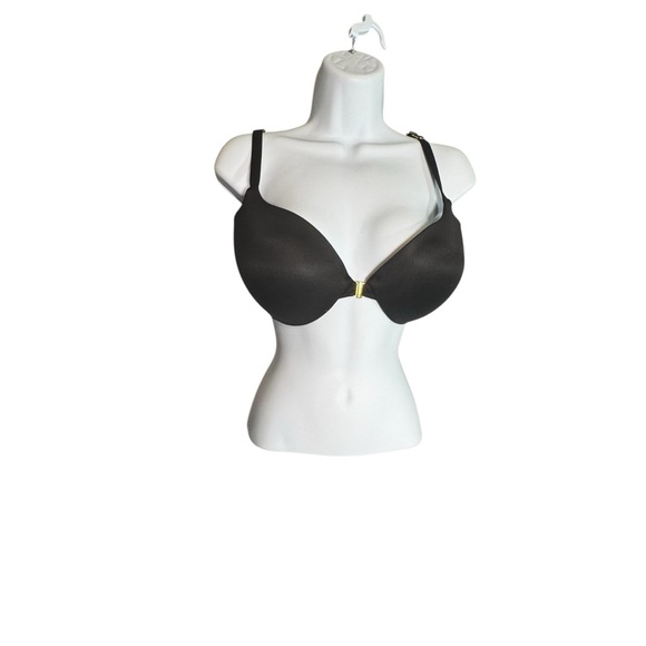 Victoria’s Secret Incredible Bra 34DDD Black Front Closure Lined Demi Gold Accen - Picture 1 of 8